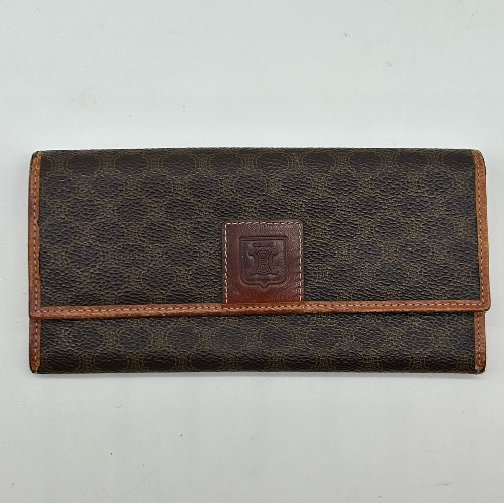 CELINE PARIS MADE IN ITALY M/96 wallet Macadam Brown wallet Authentic vintage